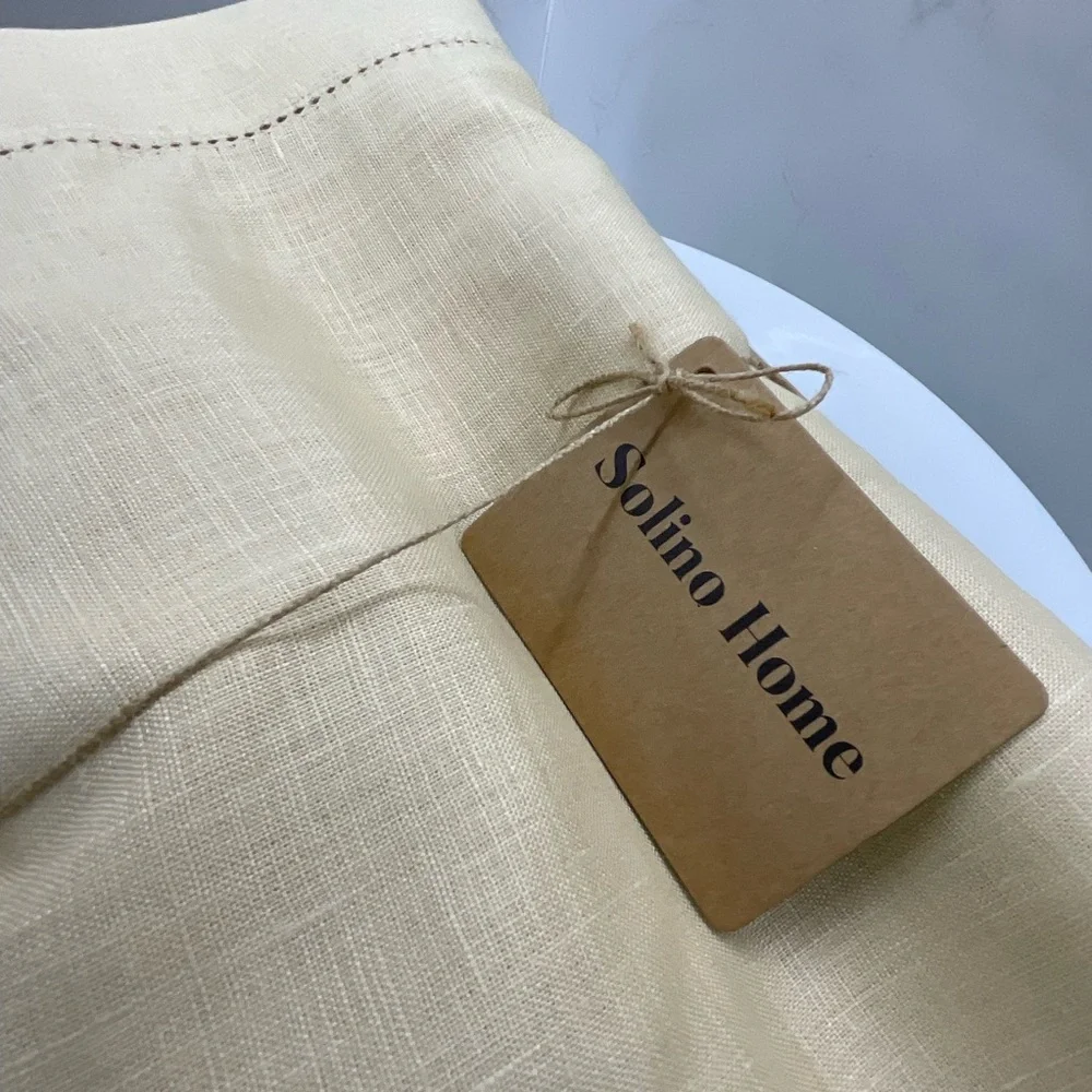 Solino Home Linen Table Runner 100% Champagne Beige 14” x 120”